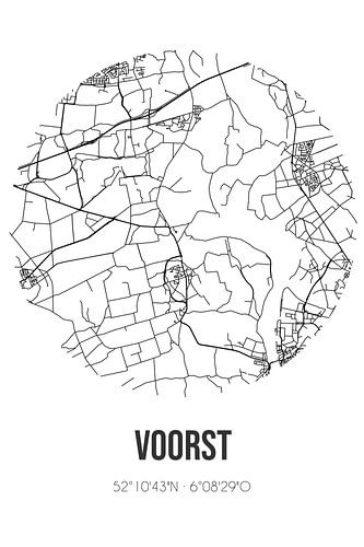 Voorst (Gelderland) | Karte | Schwarz und weiß