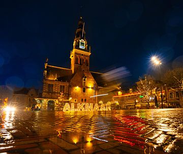 The Waag glistens in festive lights by peterheinspictures