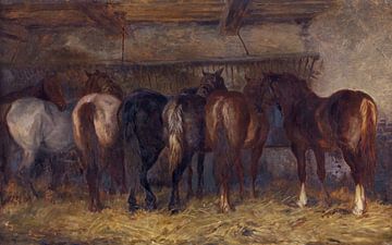 Pferde im Stall, Charles Tschaggeny