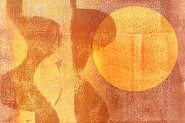 Aardetintenlandschap in geel en bruin van Dina Dankers