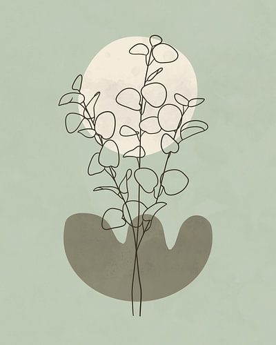 Minimalistisch landschap met eucalyptusboom 3