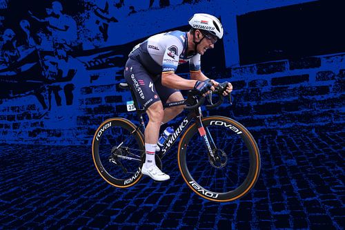 Yves Lampaert on the wall art blue