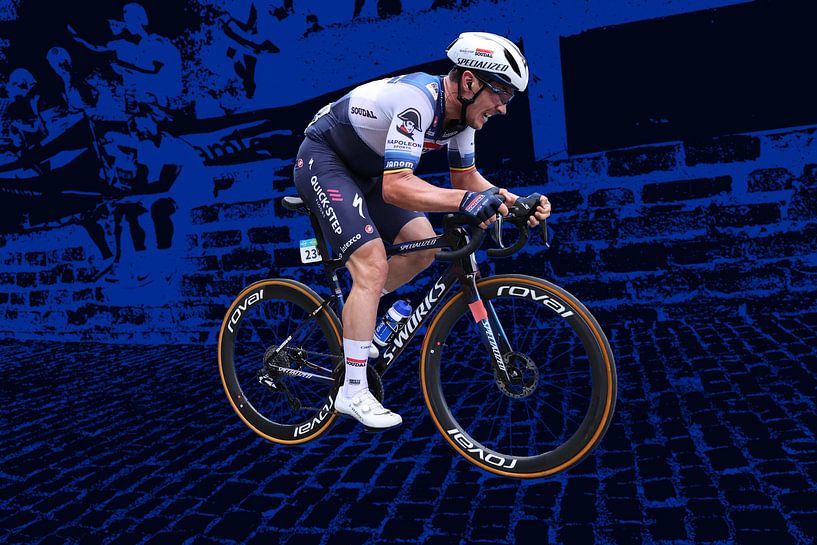 Yves Lampaert on the wall art blue by FreddyFinn