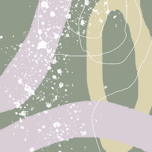 Abstract boho pastel in Wild Wonder kleuren in groen, beige en roze