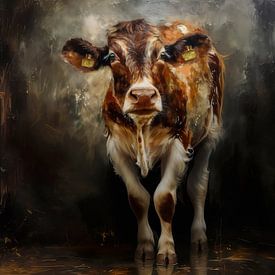 Cow and calf in style by Marjolein Deelen