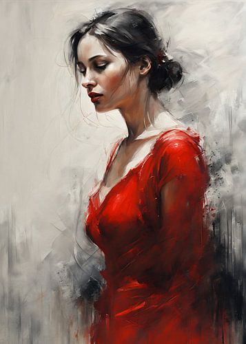 Abstract Portret - Lady in Red 1