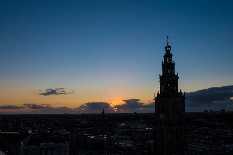 View over the city of Groningen at sunset by Idema Media