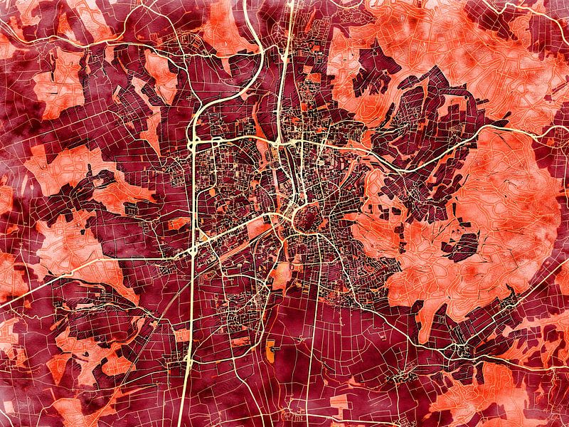 Map of Göttingen with the style 'Amber Autumn' by Maporia