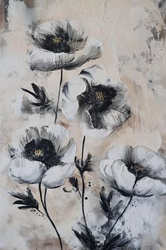 Bloemen zwart wit van Bert Nijholt