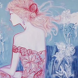 Vrouw en bloemen | Dromerige vrouw van Zen en Meer