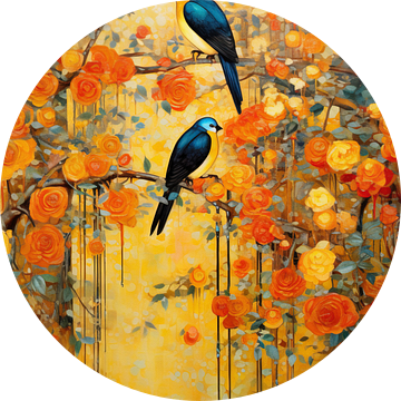 Golden Birds and Flowers van Whale & Sons