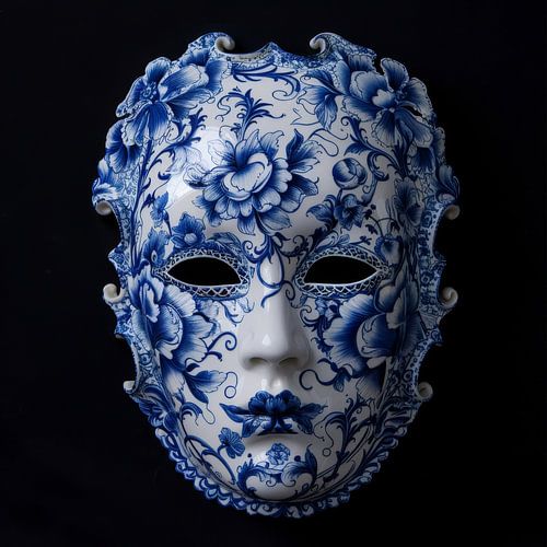 Delft Blue Porcelain Mask