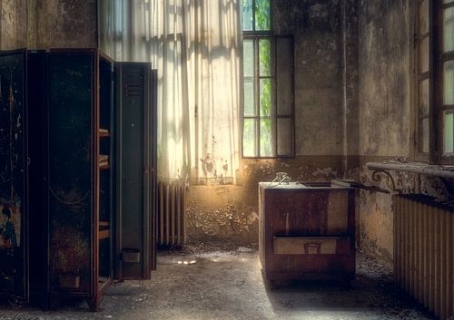 Lumière dans l'hôpital abandonné.