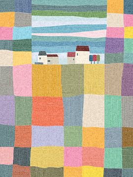 Farm village mosaic background by Richard Laschon