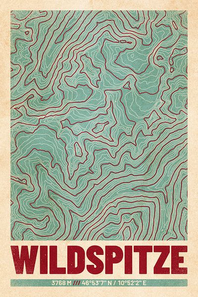 Wildspitze | Topographic Map (Retro) by ViaMapia