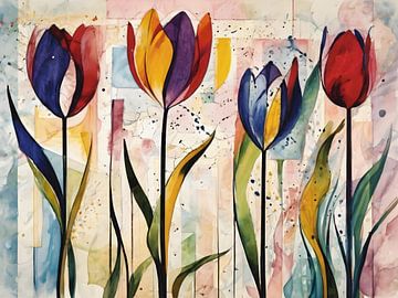 Tulpen in een modern artistiek jasje