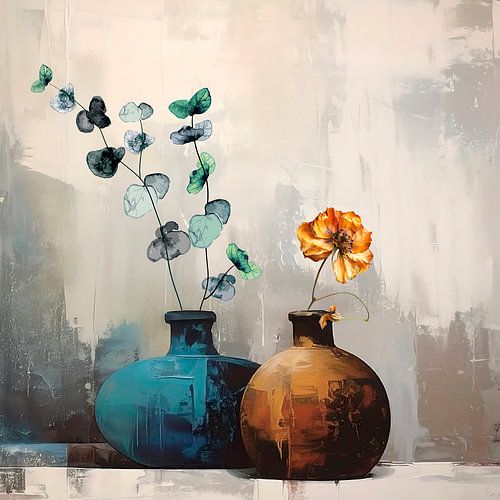 Rustig stilleven met tak eucalyptus