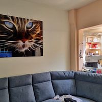 Klantfoto: De kat in 3D licht strepen van Bert Hooijer, op aluminium