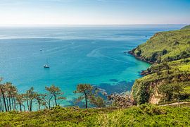 View over the bay of Anse St. Nicolas, near Cap de la Chevre, Brittany by Christian Müringer