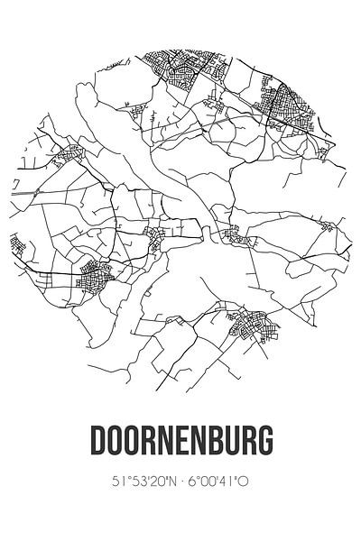 Doornenburg (Gelderland) | Map | Black and white by Prints of Place