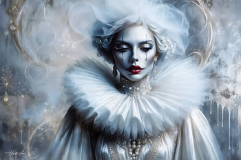 Bajazzo – Élégante dame Pierrot en bleu glacé