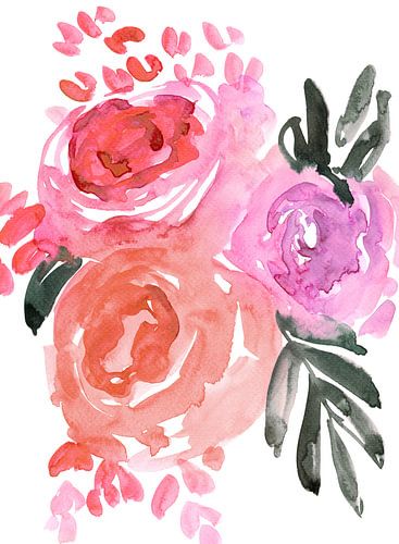 Maeko losse aquarelbloemen I
