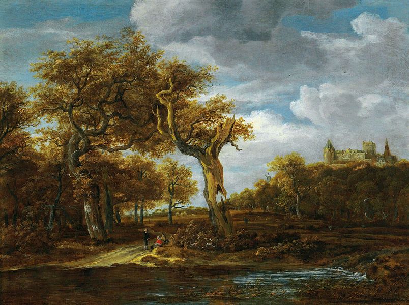 Bosrijk landschap met kasteel Bentheim, Meindert Hobbema van Meesterlijcke Meesters