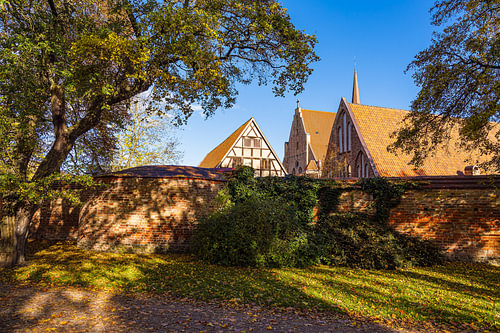 Vue sur les remparts et le monastère de la Sainte-Croix à Rostock