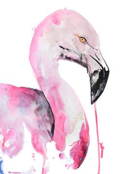 kunst print vogels - Bijzondere Flamingo illustratie van Angela Peters