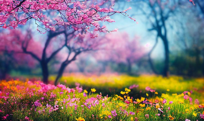 Illustration d'une prairie fleurie dans un jardin par Animaflora PicsStock