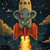 L'éléphant et la fusée sur Lae