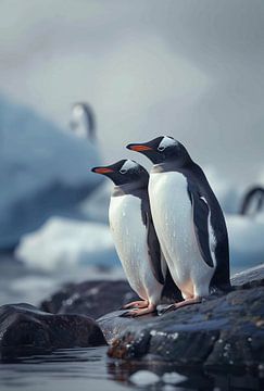 De ijzige wereld van pinguïns van fernlichtsicht