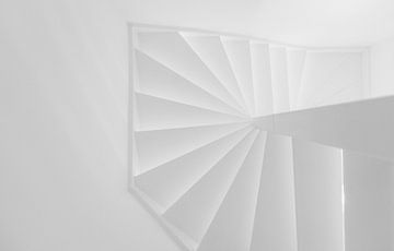 Black white abstract top view white staircas by Mathieu van den Berk