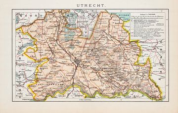 Vintage kaart Provincie Utrecht ca. 1900 van Studio Wunderkammer