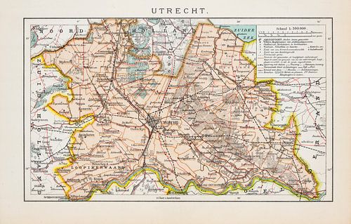 Vintage kaart Provincie Utrecht ca. 1900
