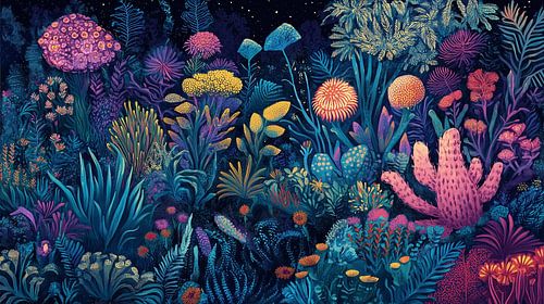 Paarse Bloemendroom: Minimalistische Mystiek