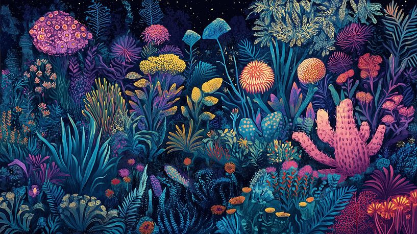 Paarse Bloemendroom: Minimalistische Mystiek van Surreal Media