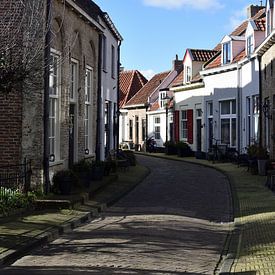 Kromme Oosterwijk in Harderwijk with a blue sky by Gerard de Zwaan