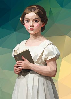 Petite fille en train d'étudier