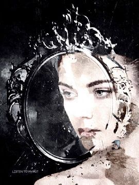 Beauty Queen | Een romantisch beeld van een vrouw kijkend in een spiegel van Wil Vervenne