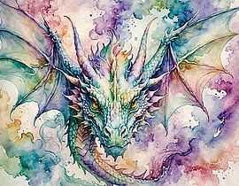Dragon à l'aquarelle