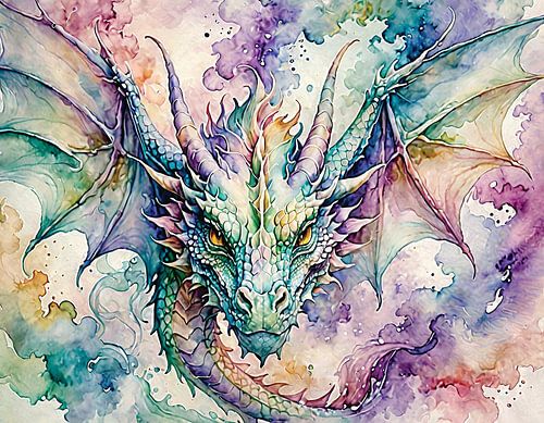Drache in Aquarell