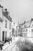 Winter in historic Amersfoort black and white