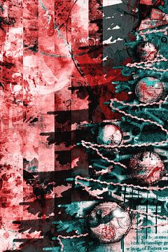 Abstrakte kerstboom met kerstballen van Helga Blanke