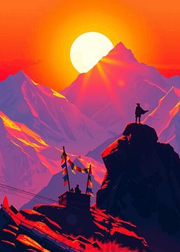 Mount Everest Zonsondergang 1 van MIROKKU