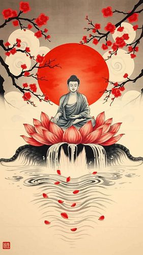 Boeddha / Boeddha Sumi-e Japanse schilderkunst