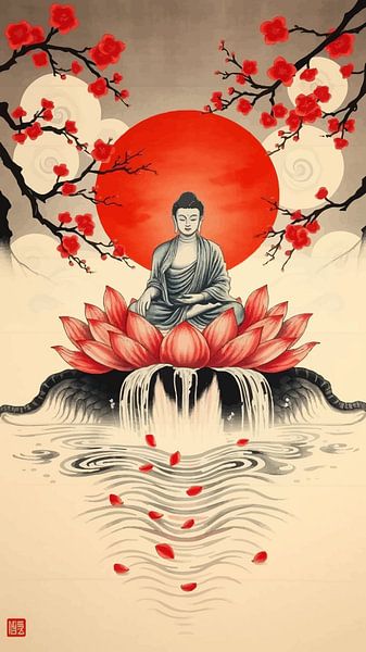 Bouddha / Boeddha Peinture japonaise Sumi-e par MIROKKU