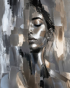 Abstraktes Porträt „Silver Silence“