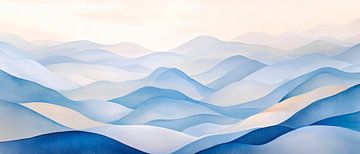 Zachte blauwe heuvels in de mist van Poster Art Shop