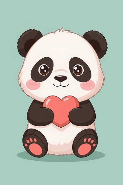 Cartoon Panda tenant le cœur Illustration par Dante S